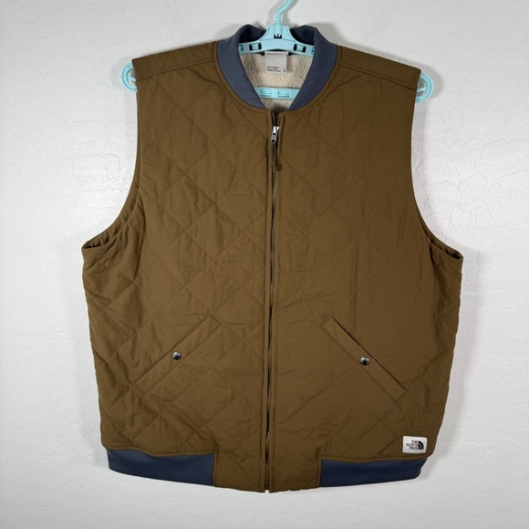 The North Face Vest Mens XL Green Cuchcillo Insulated Sherpa Lined Full Zip - Picture 1 of 10